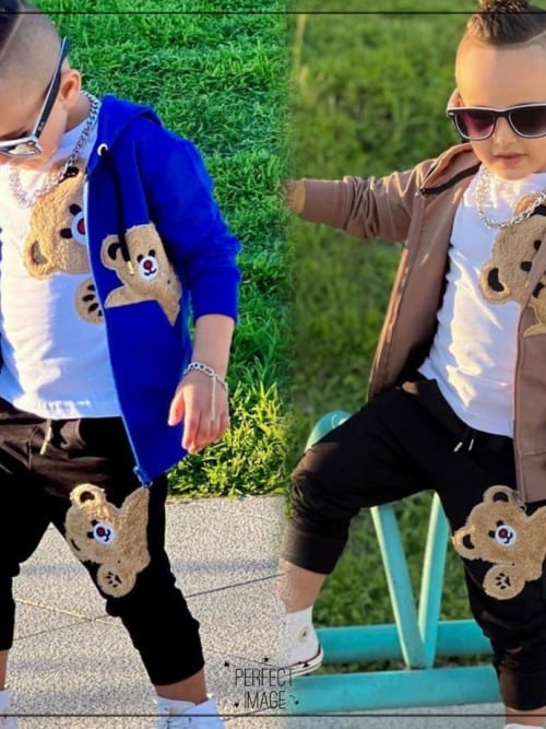Boys' sweatshirt set with a teddy bear
