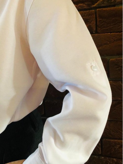 White shirt with a stand-up collar