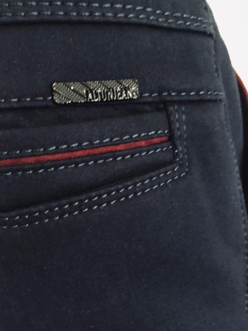 Elegant pants with burgundy inserts Elegant pants with burgundy inserts