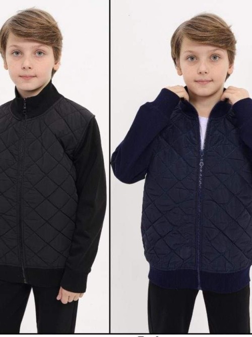 Boy's sweatshirt with a stand-up collar with a quilted front in kindergarten sizes