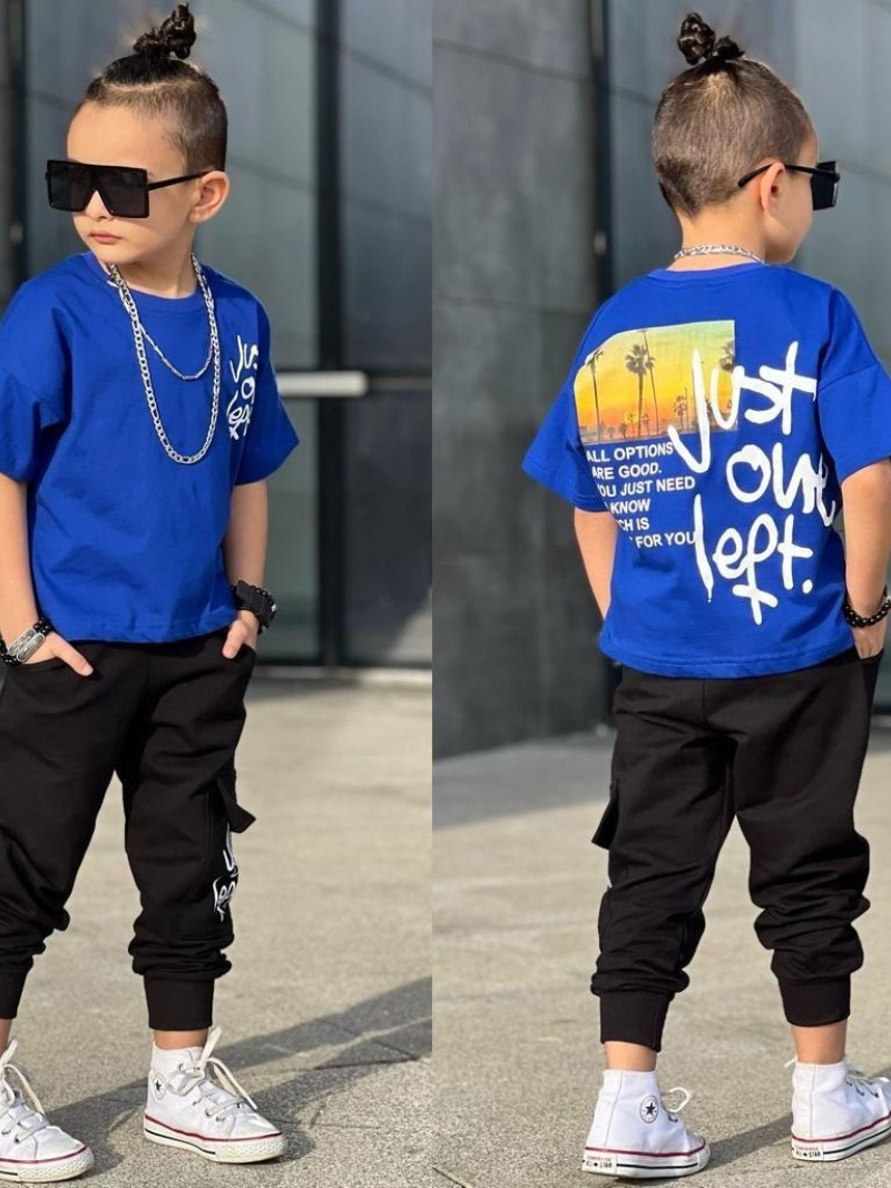 Cotton boys' trousers and t-shirt set