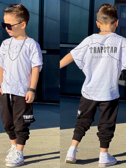 Cotton boys' set of trousers and a loose-cut t-shirt