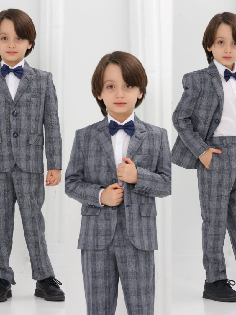 Boys' two-piece checked communion suit