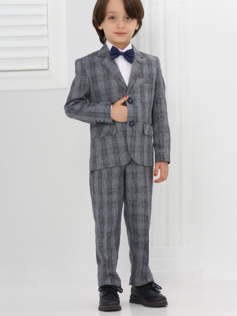 Boys' two-piece checked communion suit