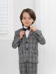 Chlapecký dvoudílný kostkovaný společenský oblek
