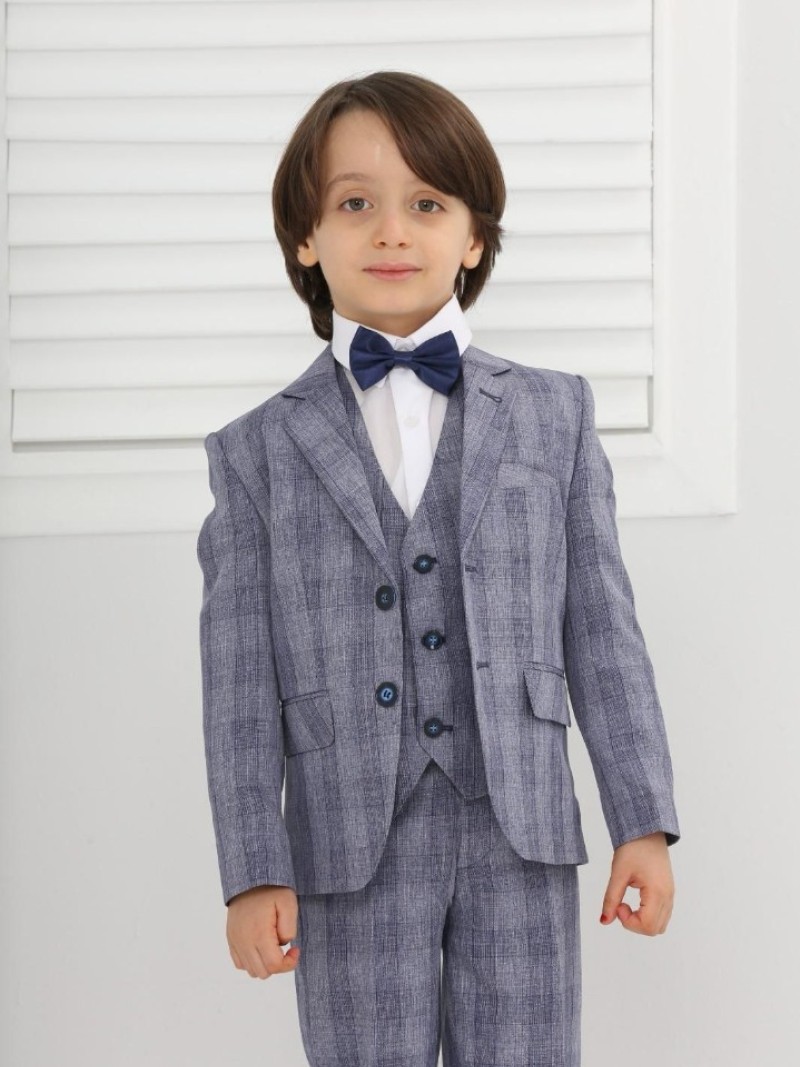 Boy's three-piece checked communion suit