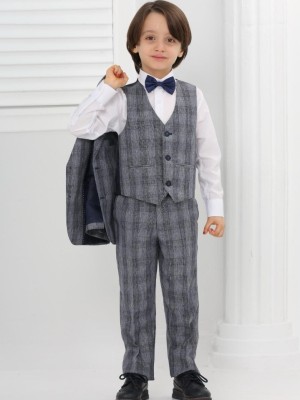 Boy's three-piece checked communion suit