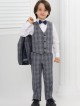 Chlapecký třídílný kostkovaný společenský oblek